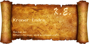 Kroner Endre névjegykártya